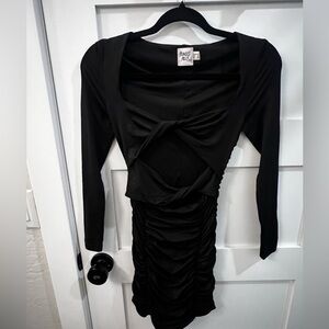 Princess Polly Black Ruched Long Sleeve Dress